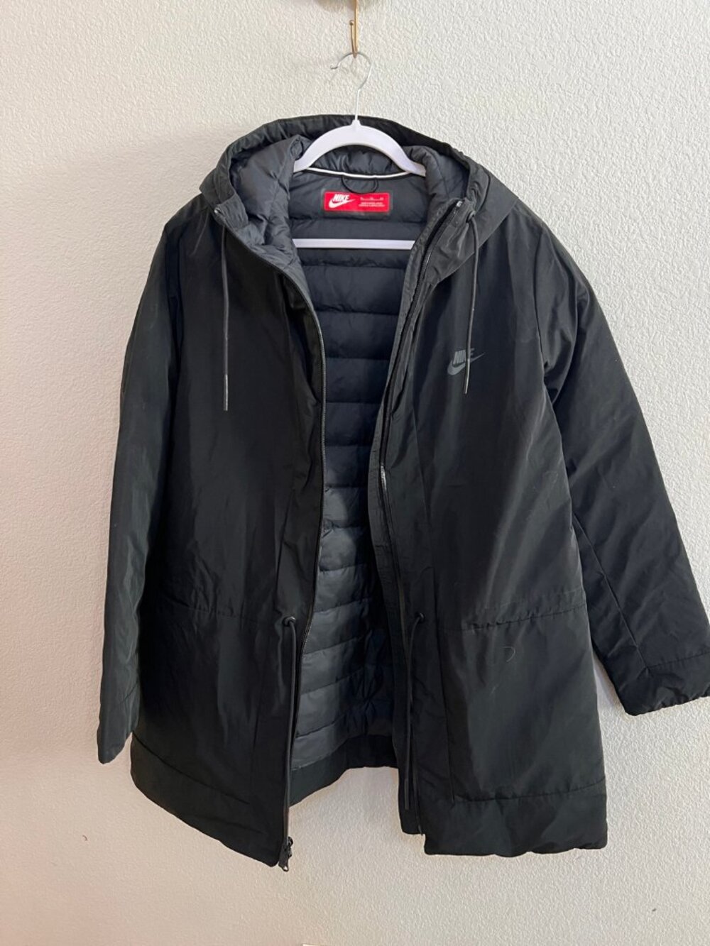 Nike Black Down Fill Hooded Parka Puffer Jacket Men's XL